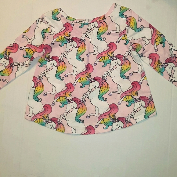 NWT The Children's Place infant Girls Rainbow Pink Unicorn Long Sleeve Top☆6-9mo - Picture 4 of 8